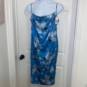 Xxxiticat Midi Spaghetti Strap Back Slit Blue Floral Summer Dress Size XL NWT